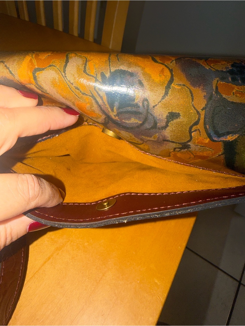 Patricia Nash Brown Floral Italian Leather Crossbody Sienna Sunset Collection - Picture 9 of 16
